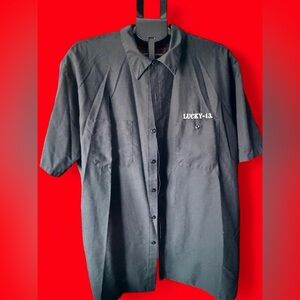 Red Kap Lucky 13 Black Short-Sleeve Button-Up Work Shirt